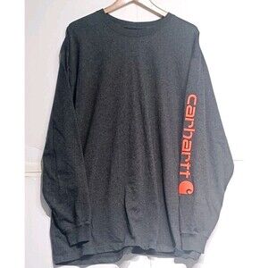 Carhartt Long Sleeve Heavy Gray  Pullover Logo Shirt Size 2XL Relax Fit